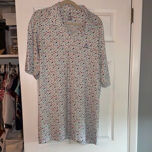 Patterned Polo Shirt with Multicolor Design